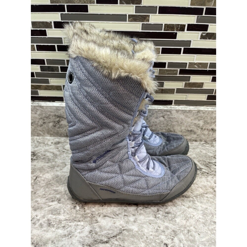Columbia Minx Mid II Omni heat fur trim insulated tall boots gray & blue size 8 - Picture 4 of 9